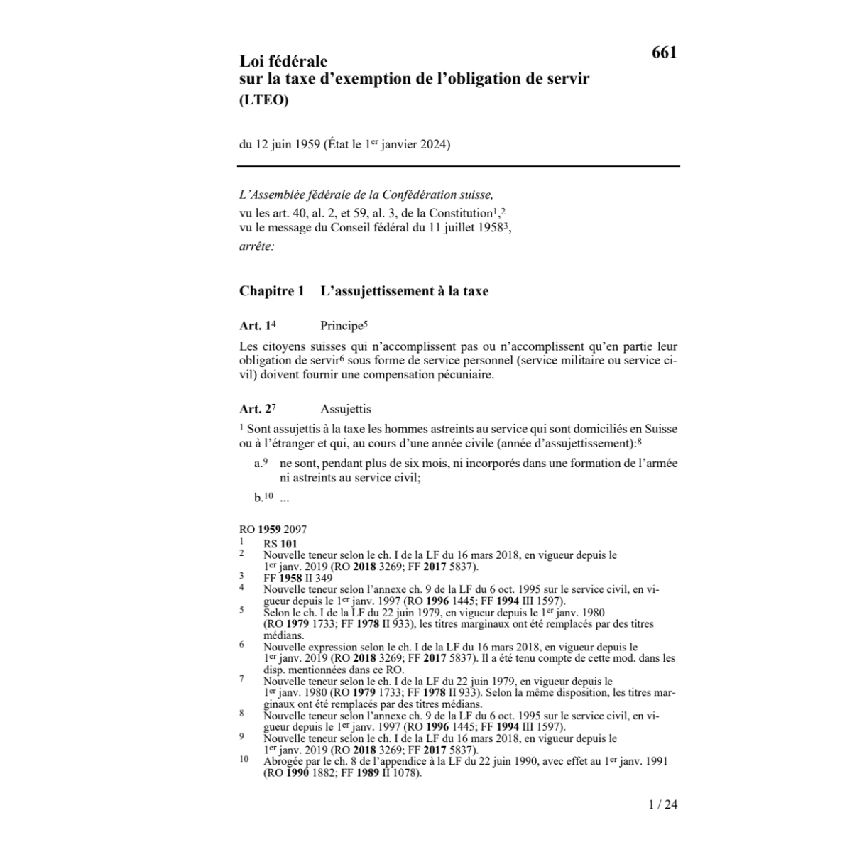LF exemption obligation servir (LTEO)