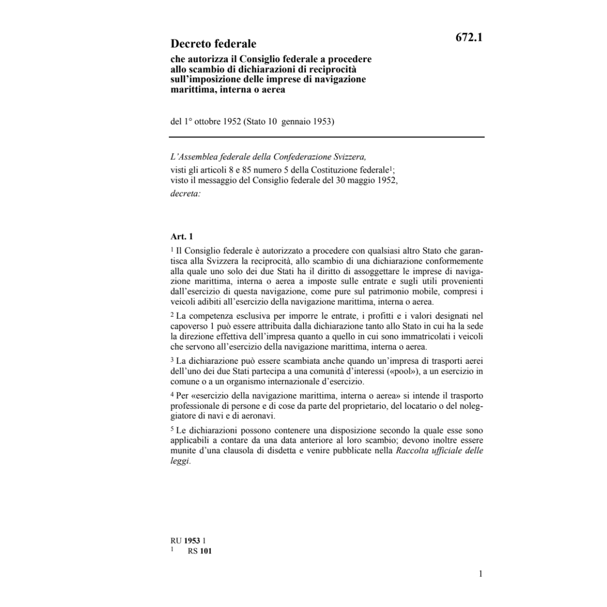 DF scambio dichiarazioni reciprocità
