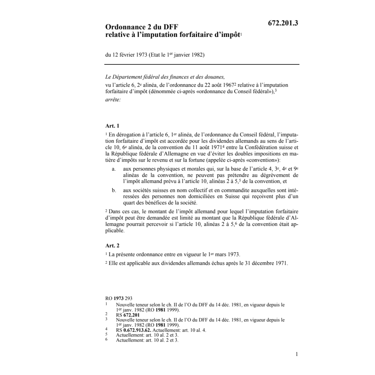 O DFF imputation forfaitaire d'impĂ´t