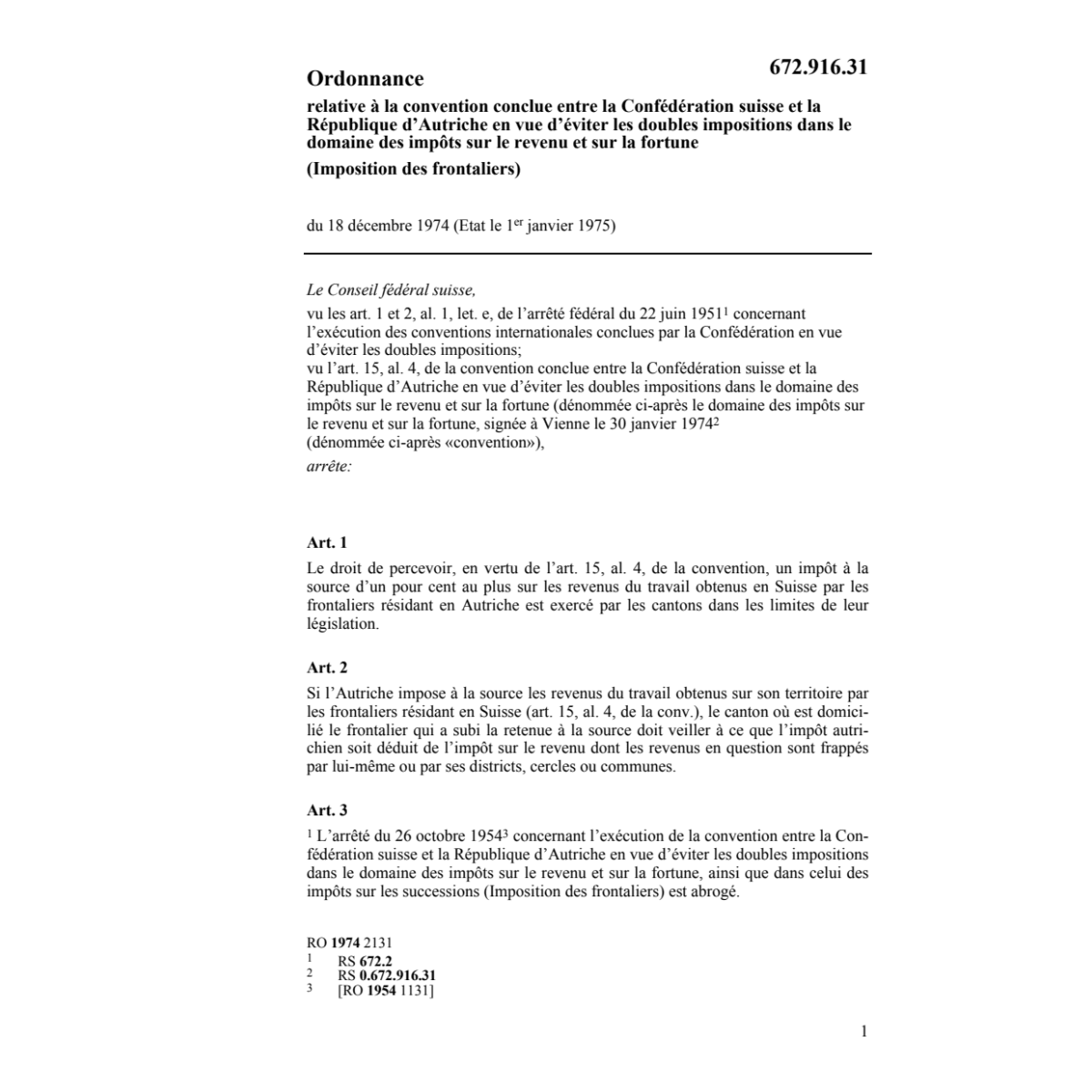 O convent. CH-Autriche doubles impositio
