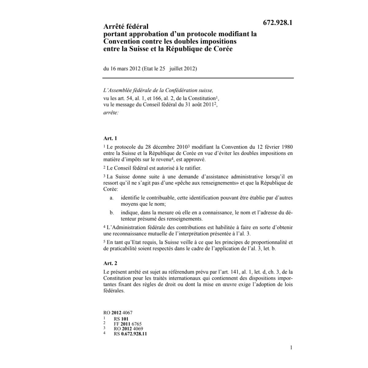 AF approbation CDI CH-Rép de Corée