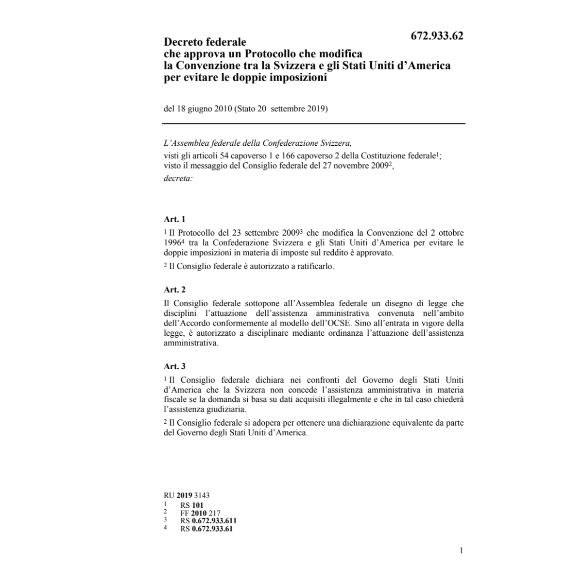 DF Conv. CH-USA doppie imposizioni