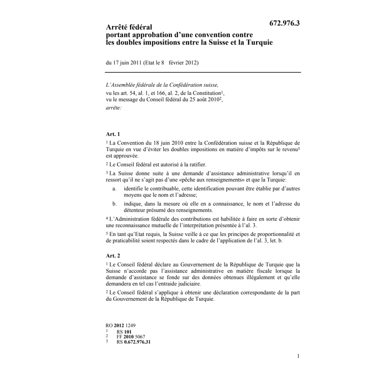 AF CH-Turquie doubles impositions