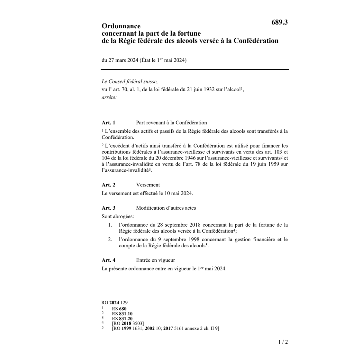 O répartition fortune Régie des alcools