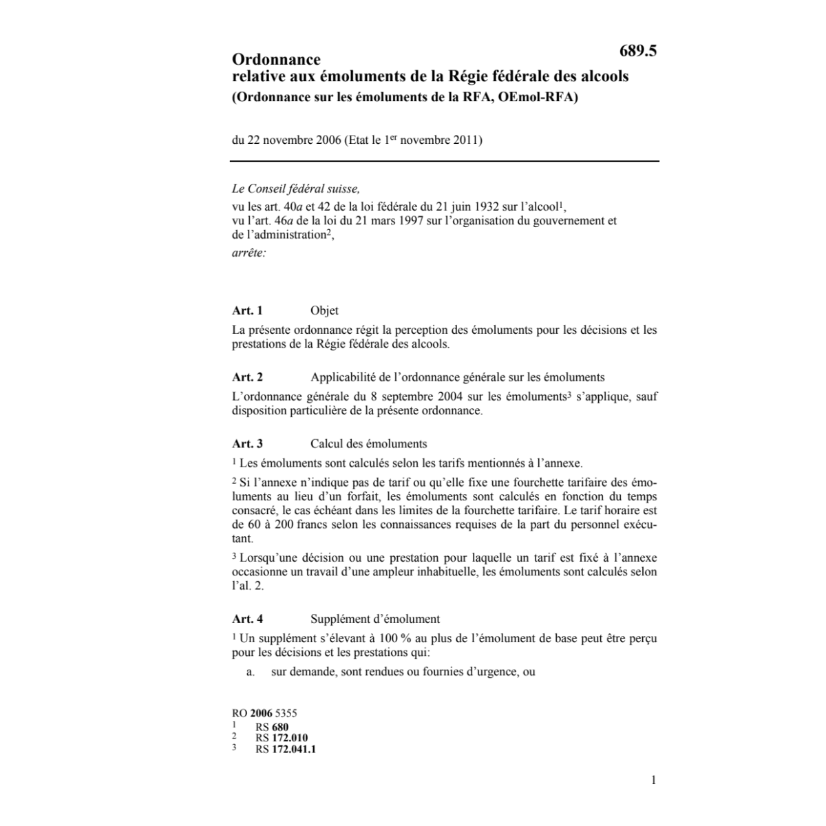 O émoluments de la Régie des alcools