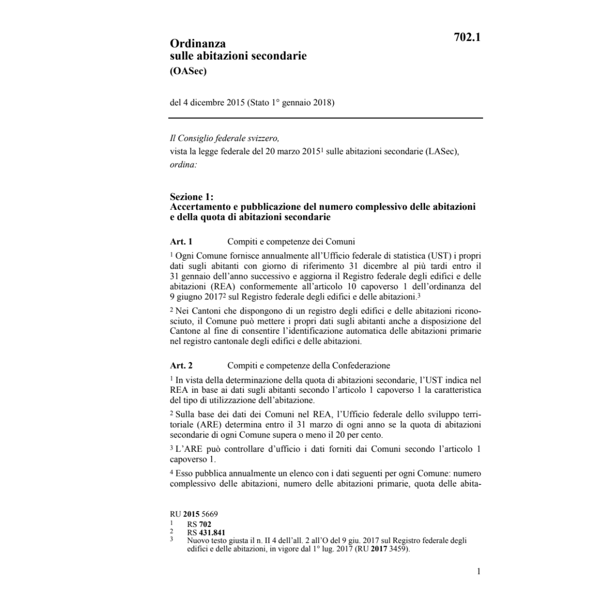 O abitazioni secondarie (OASec)