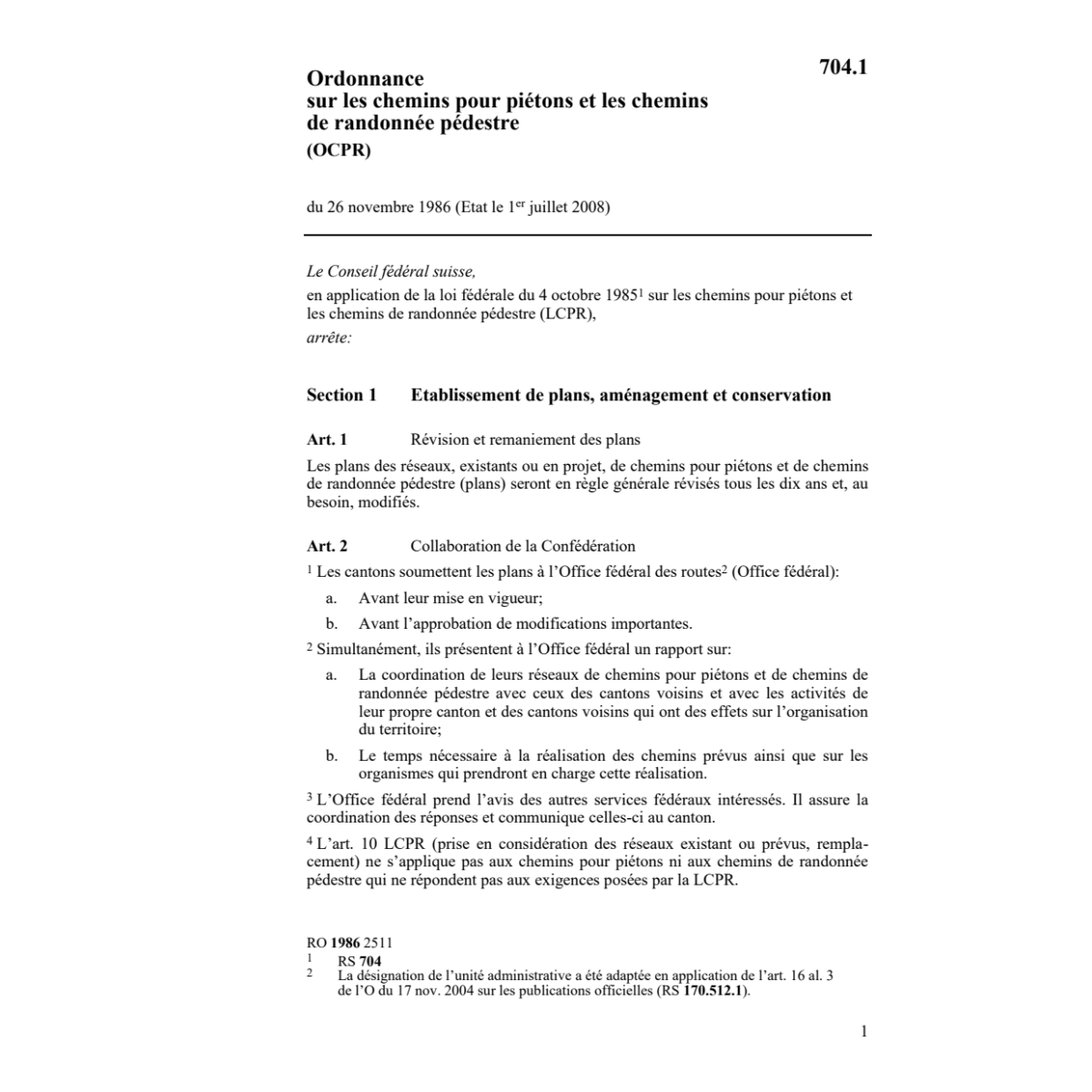 O sur les chemins pour piƩtons, OCPR