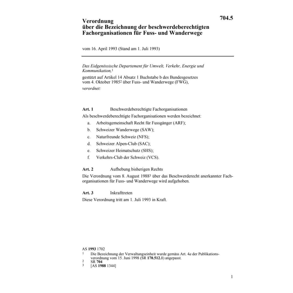 V Fachorganisationen Fuss-/Wanderwege