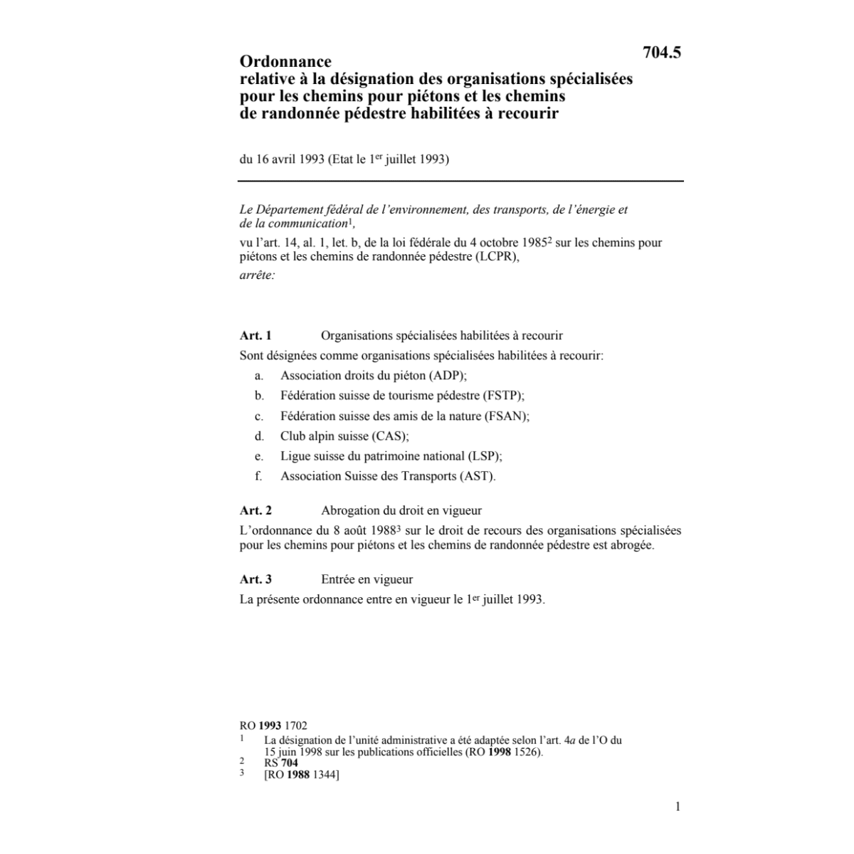 O organisations chemins pour piétons