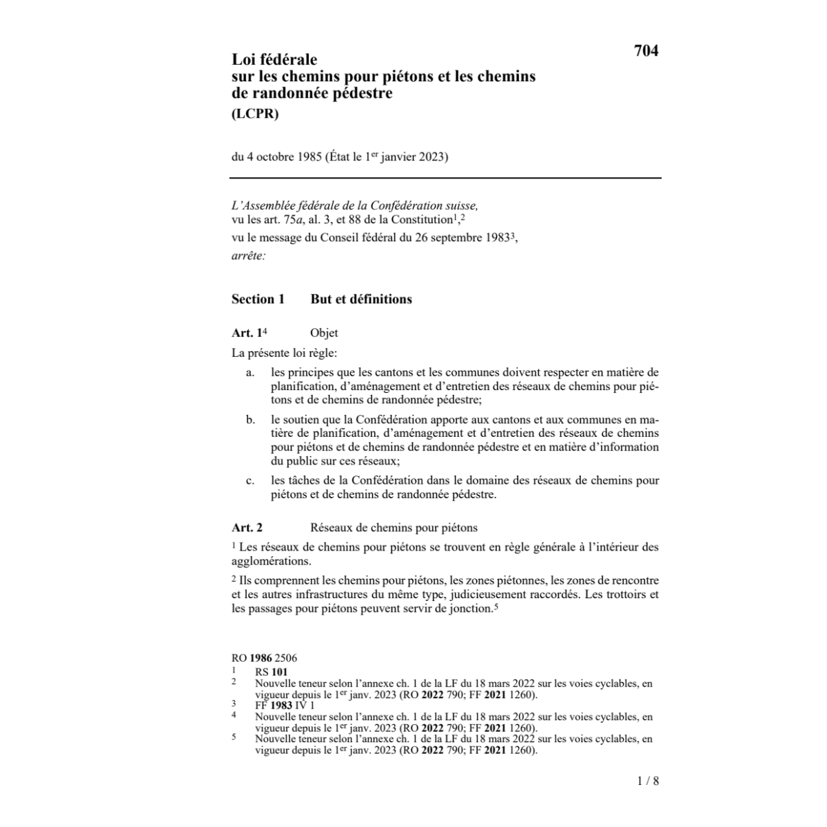 LF sur les chemins pour piƩtons, LCPR
