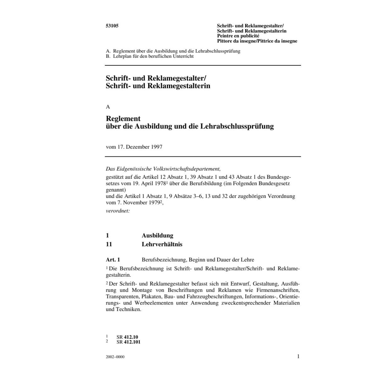 Schrift- und Reklamegestalter Ausbildung