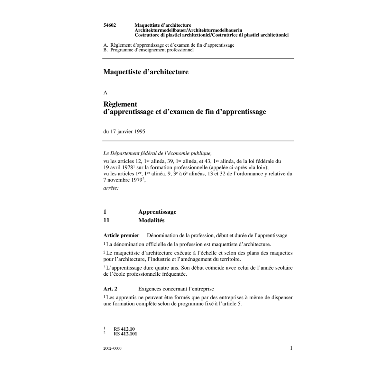Maquettiste d'architecture,R.d'apprenti.