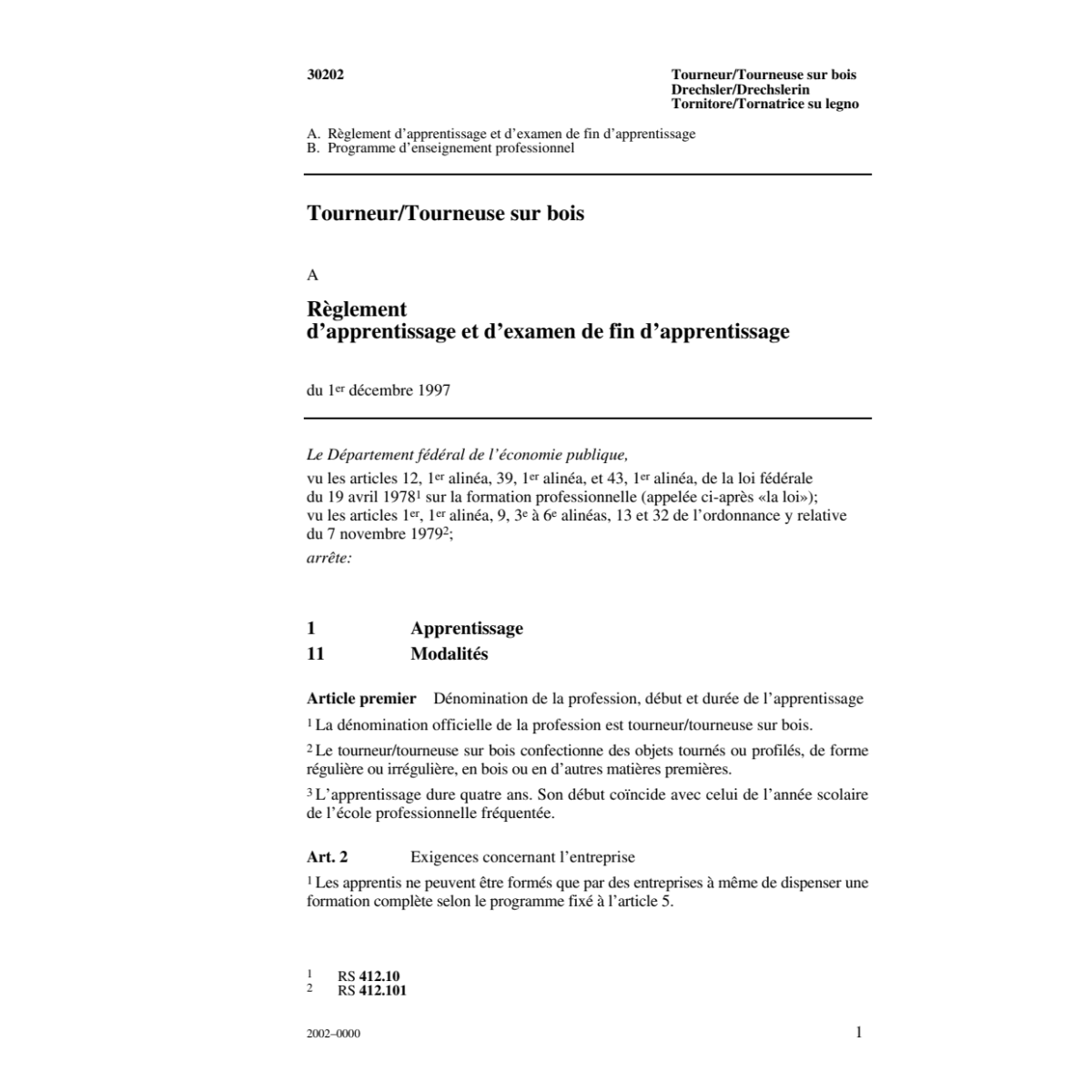 R d'apprentis., Tourneur/euse sur bois