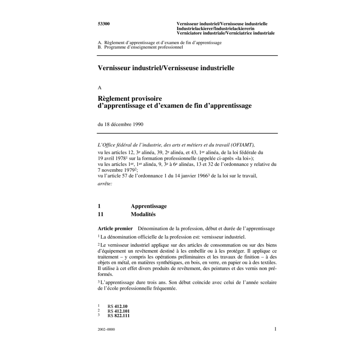R d'apprent., Vernisseur/euse industr.