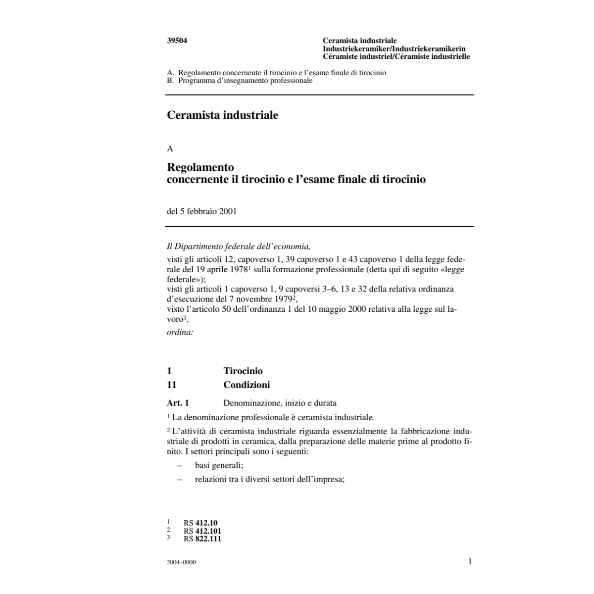 R Ceramista industriale
