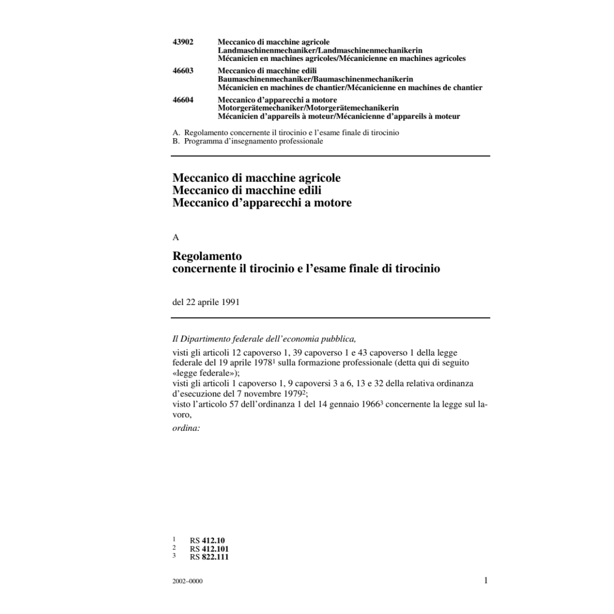 Meccanico di macchine agricole/edile
