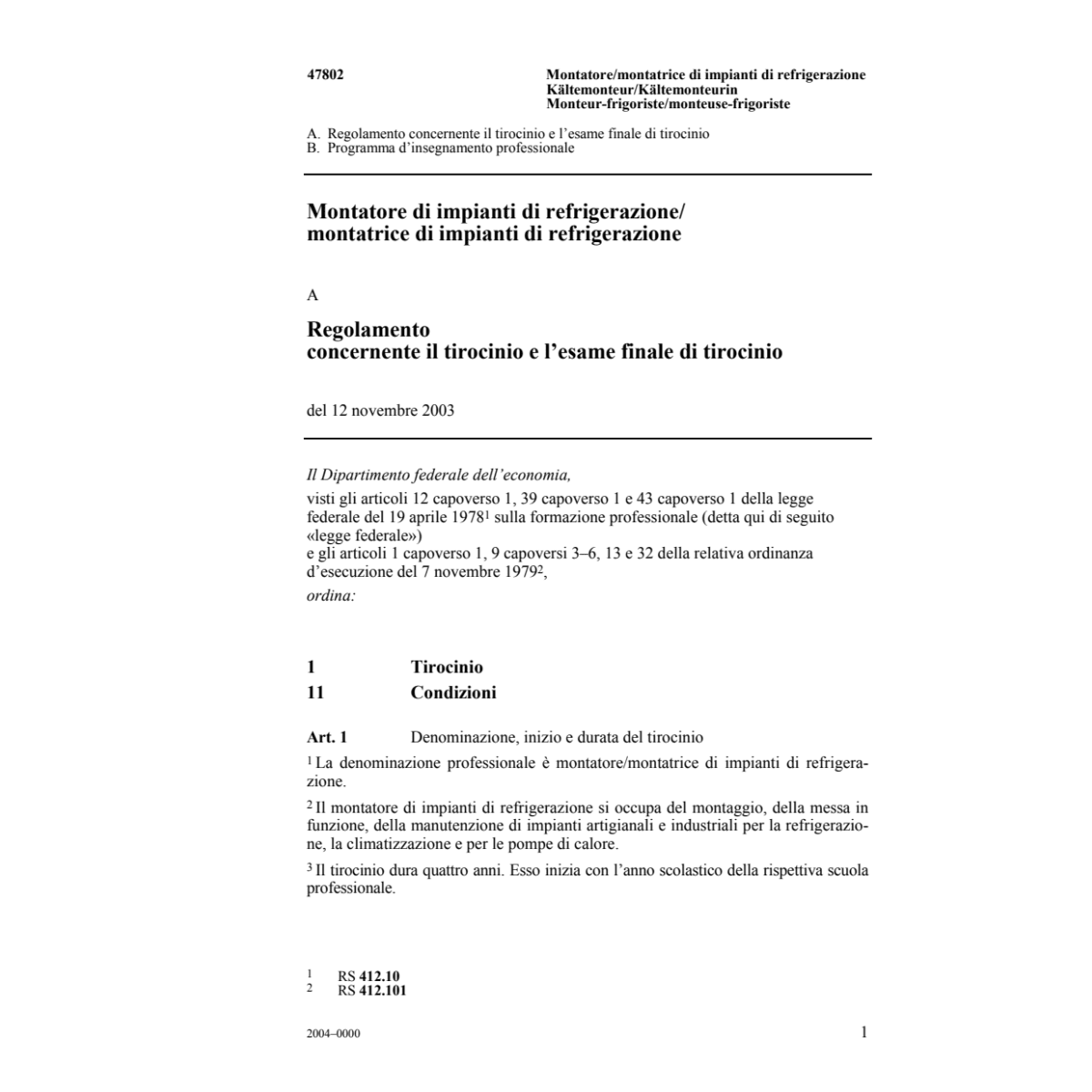 Montatore di impianti di refrigerazione