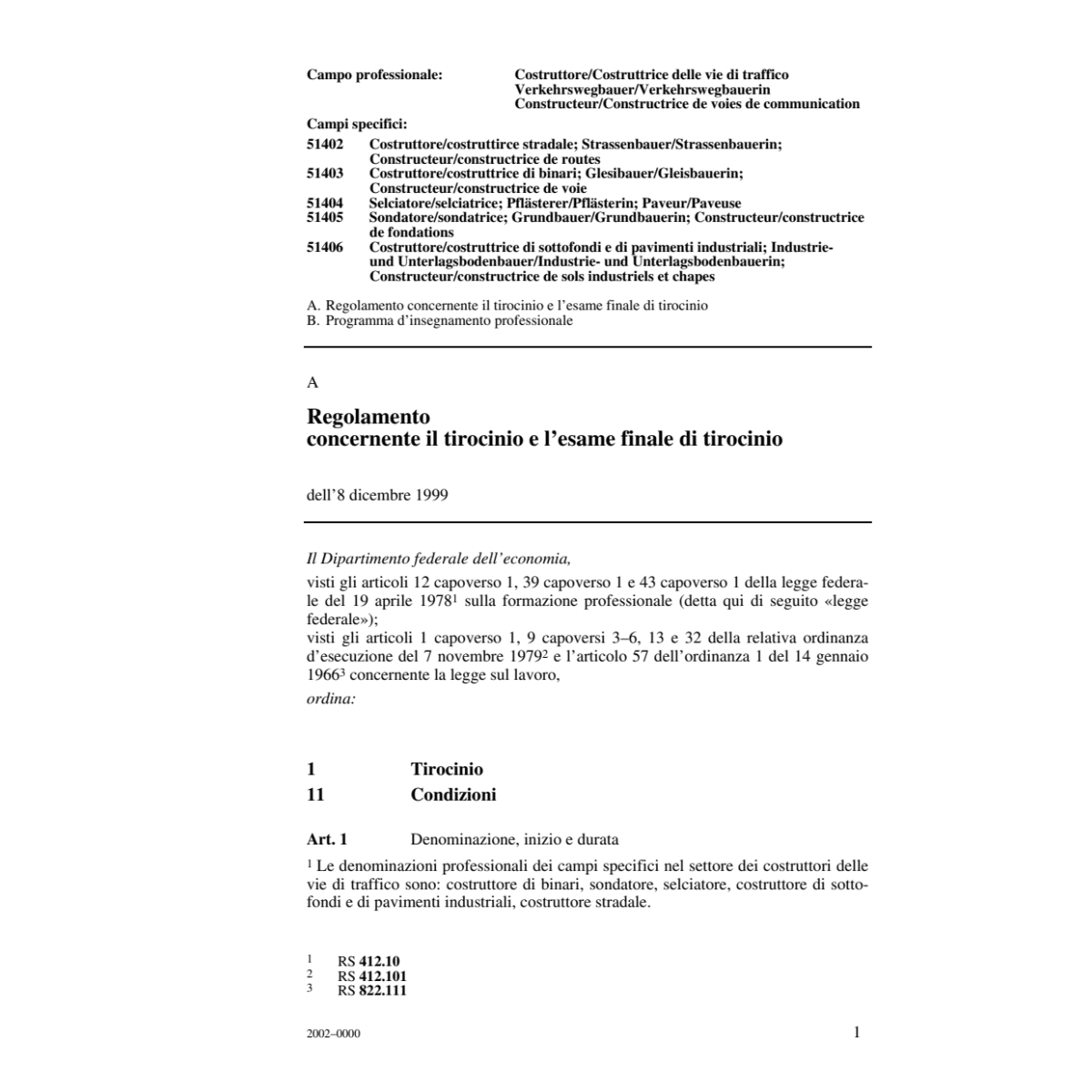 Costruttore vie di traffico R tirocinio