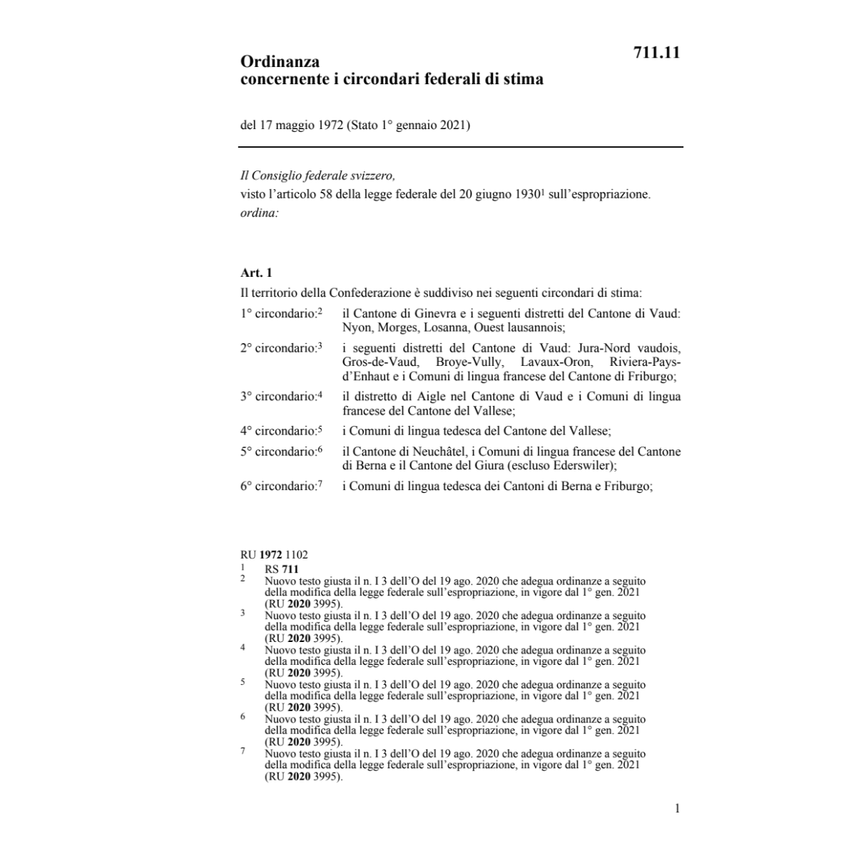 O circondari federali di stima