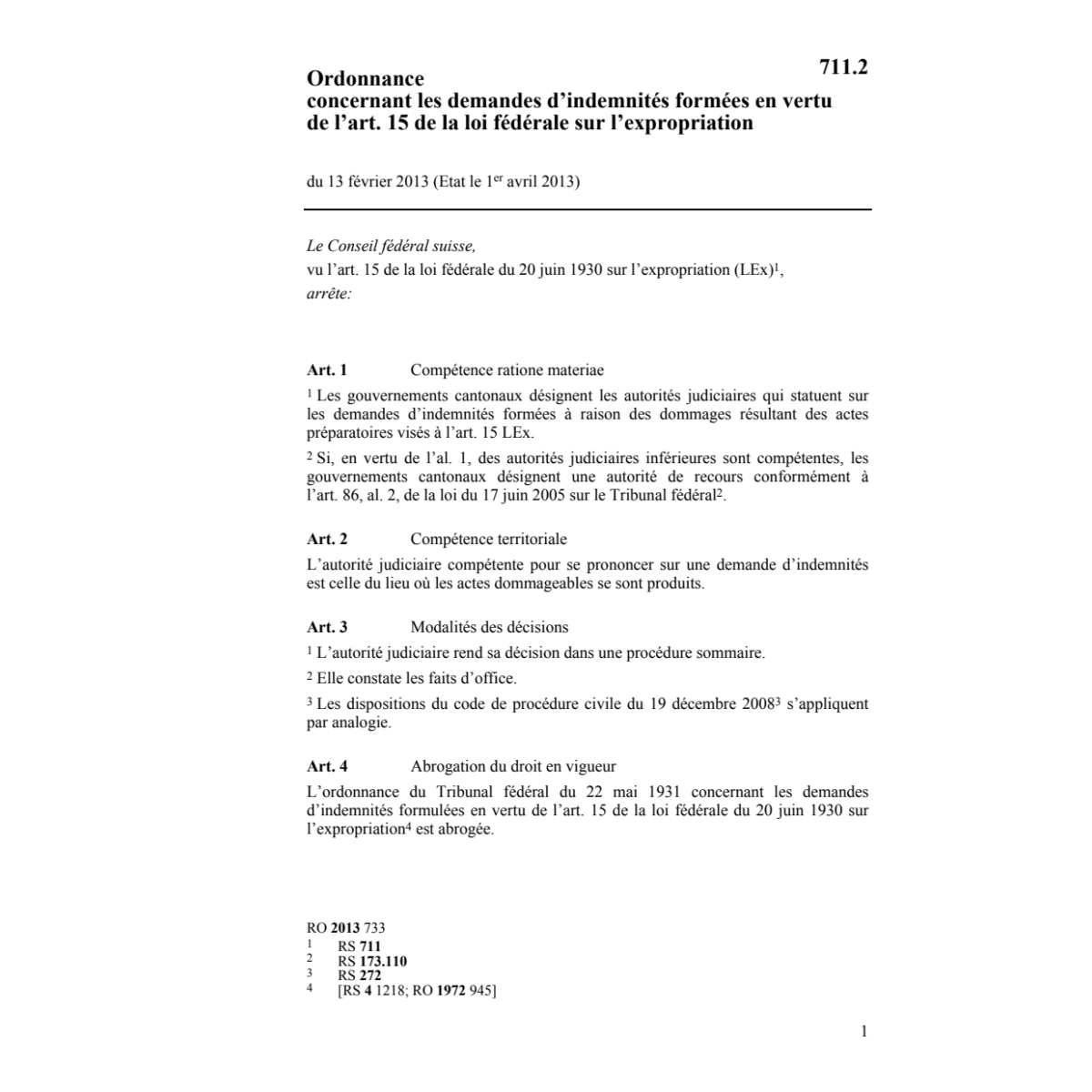 O du TF, demandes d'indemnités LEx