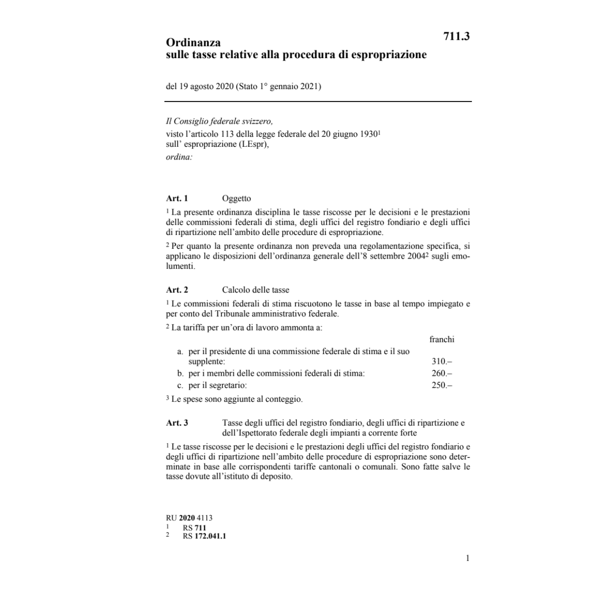 O tasse nel. procedura di espropriazione