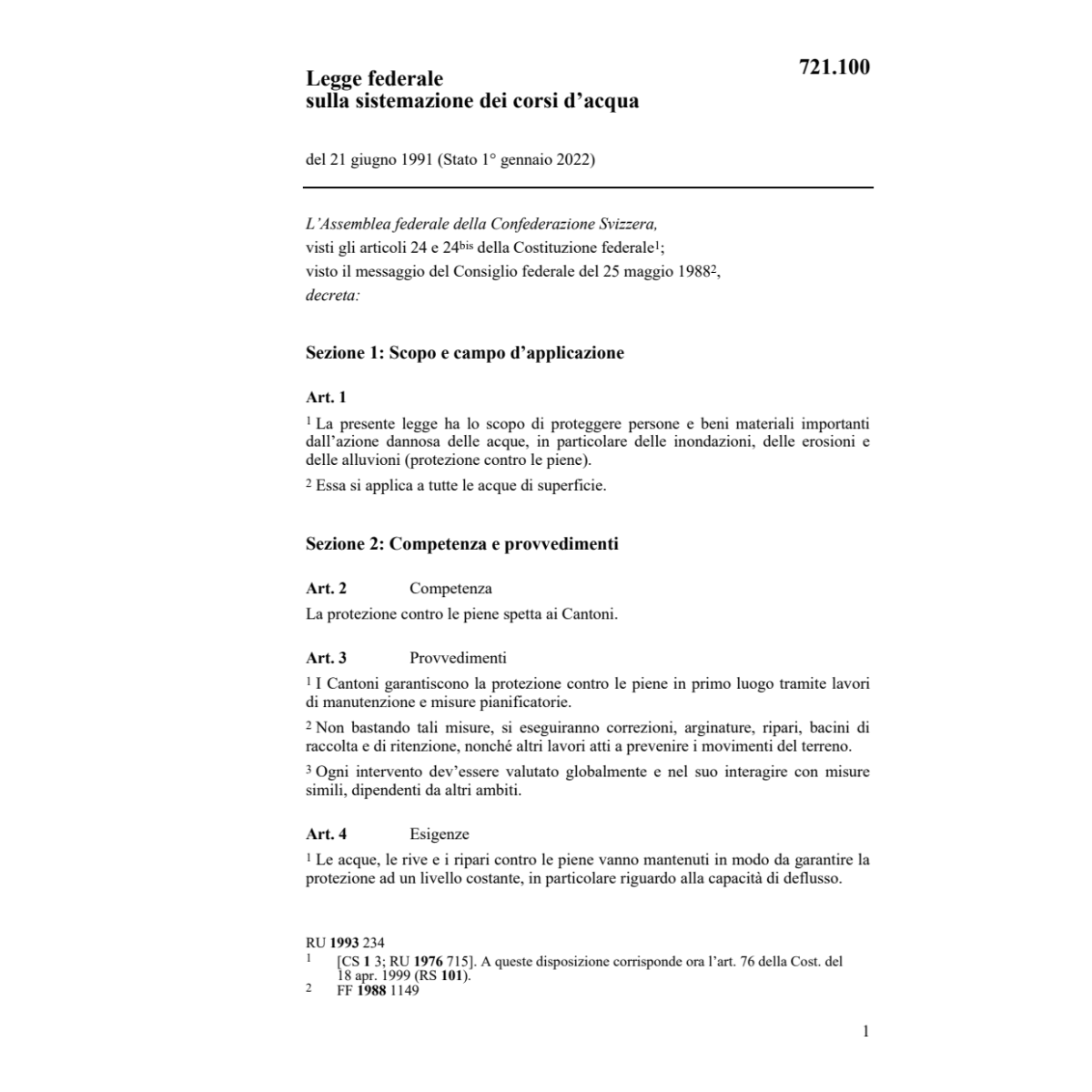 LF sulla sistemazione dei corsi d'acqua