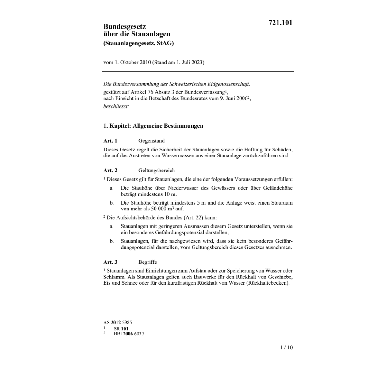 Stauanlagengesetz, StAG