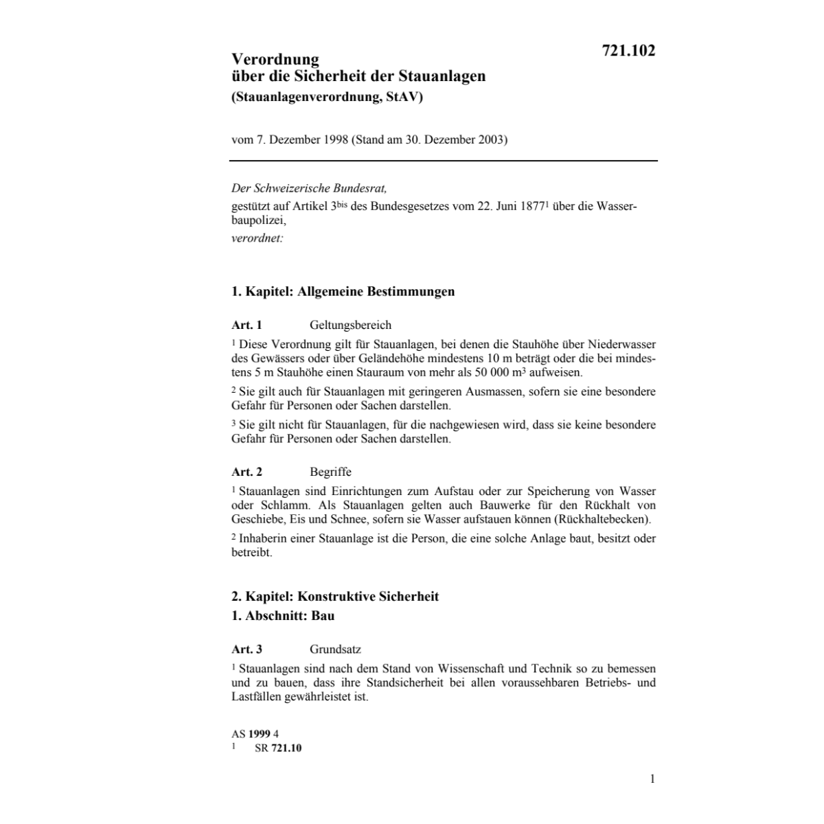 V Sicherheit von Stauanlagen, STAV