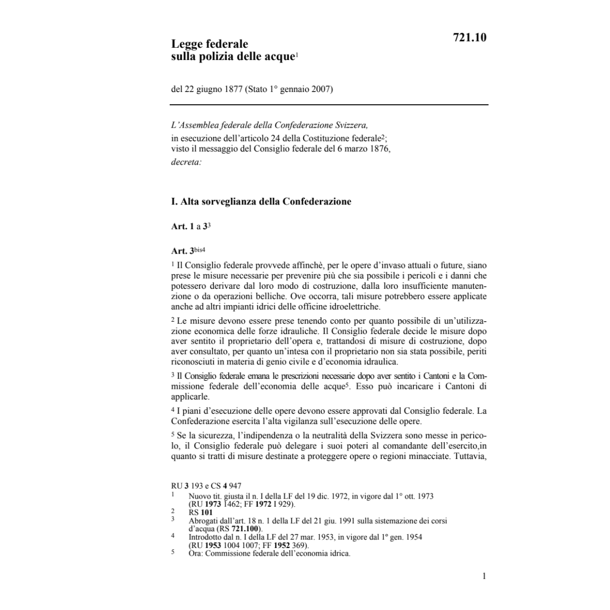 LF sulla polizia delle acque