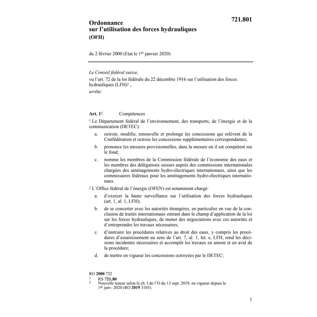 O utilisation forces hydrauliques OFH