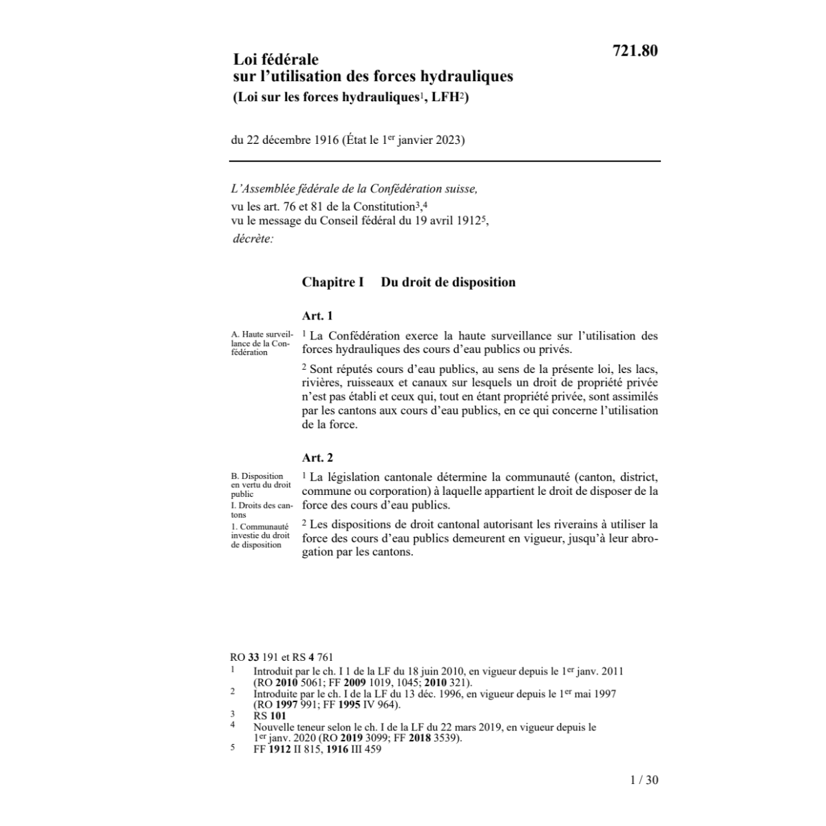 LF utilisation forces hydrauliques, LFH