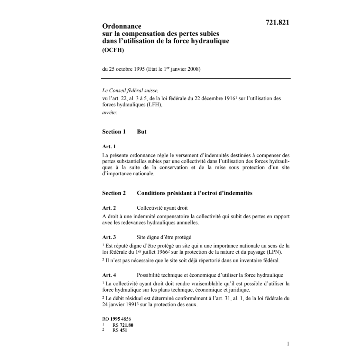 O compensation, force hydraulique, OCFH