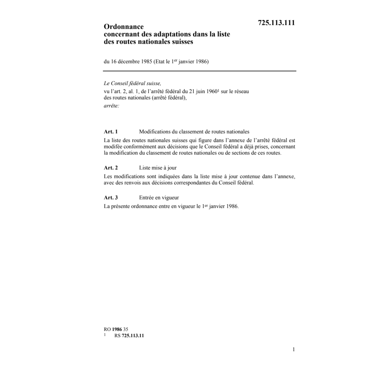 O adaptions routes nationales suisses