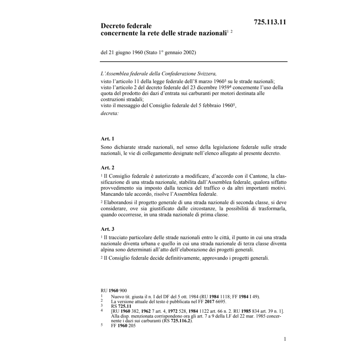 DF rete delle strade nazionali