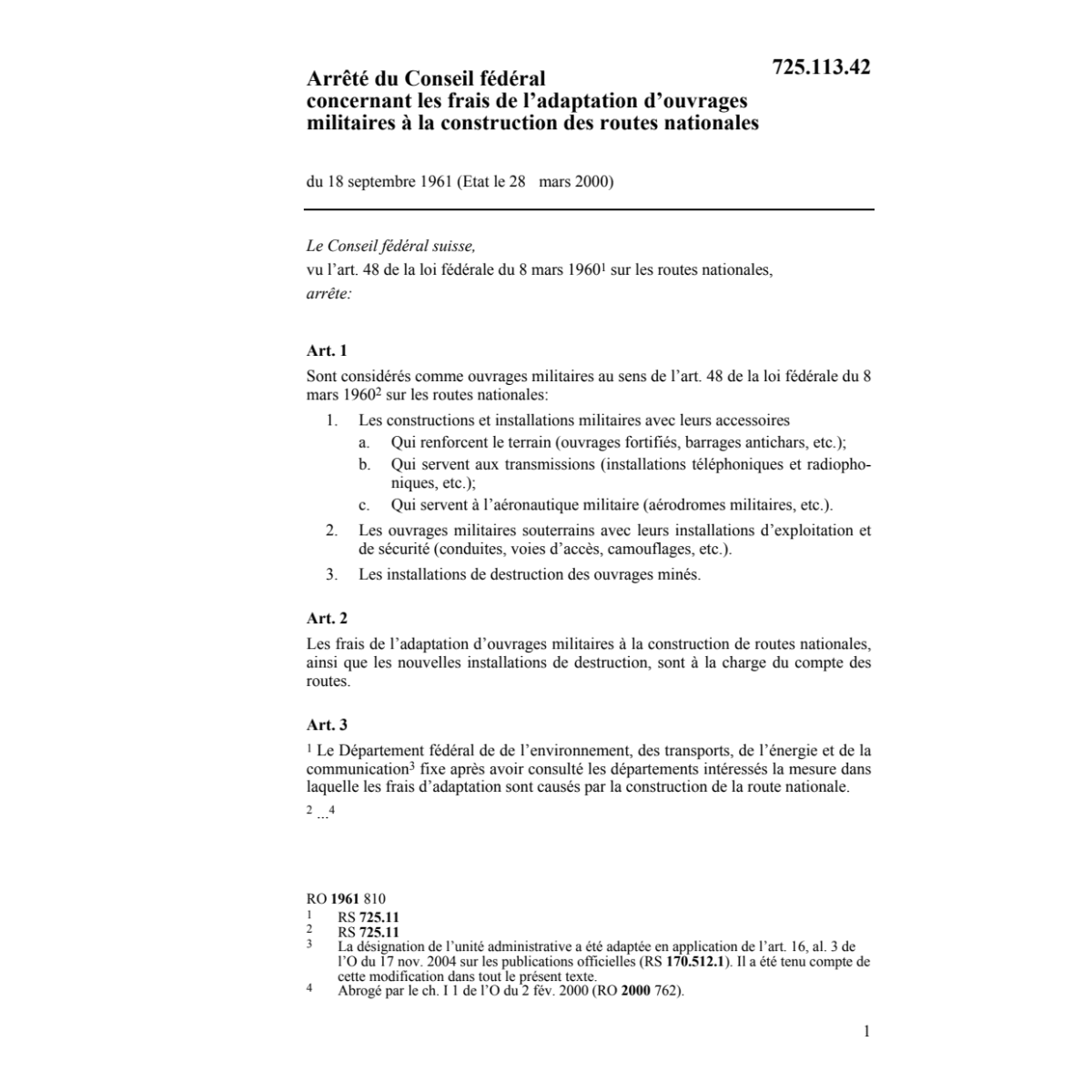 A ouvrages militaires rt. nationales