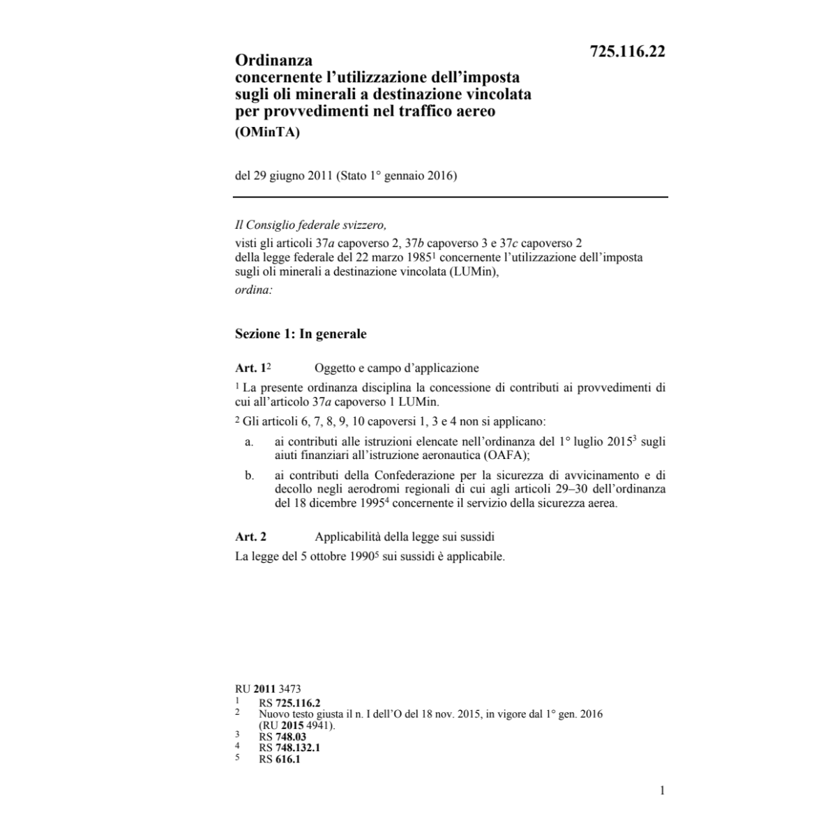 O imposta oli minerali traffico OMinTA