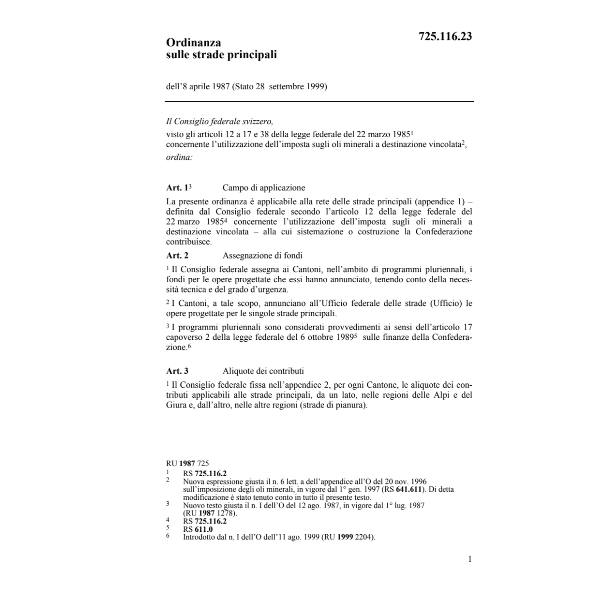 O Strade principali