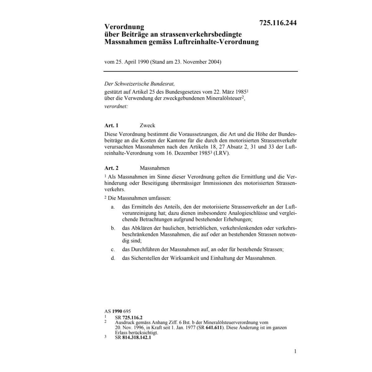 V Beiträge Luftreinhalte-Verordnung