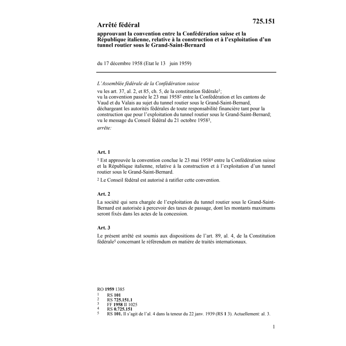 AF Approuvant tunnel Grand-Saint-Bernard