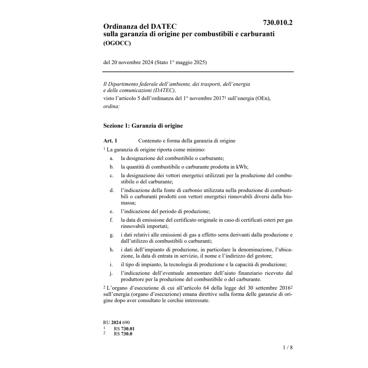 O DATEC combustib. e carburanti (OGOCC)
