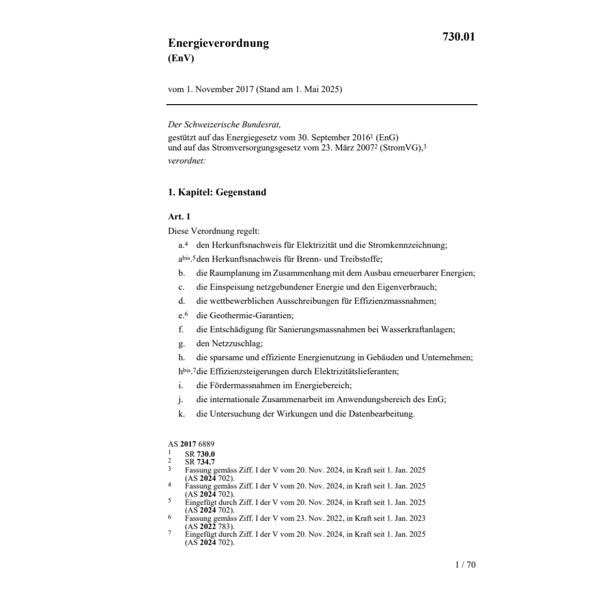 Energieverordnung EnV
