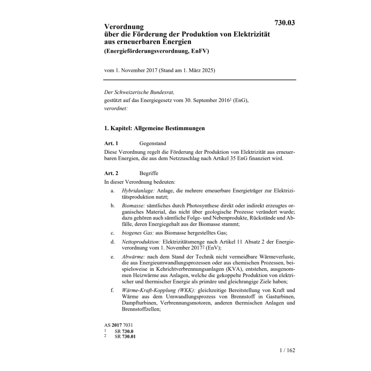 V Energieförderungsverordnung, EnFV