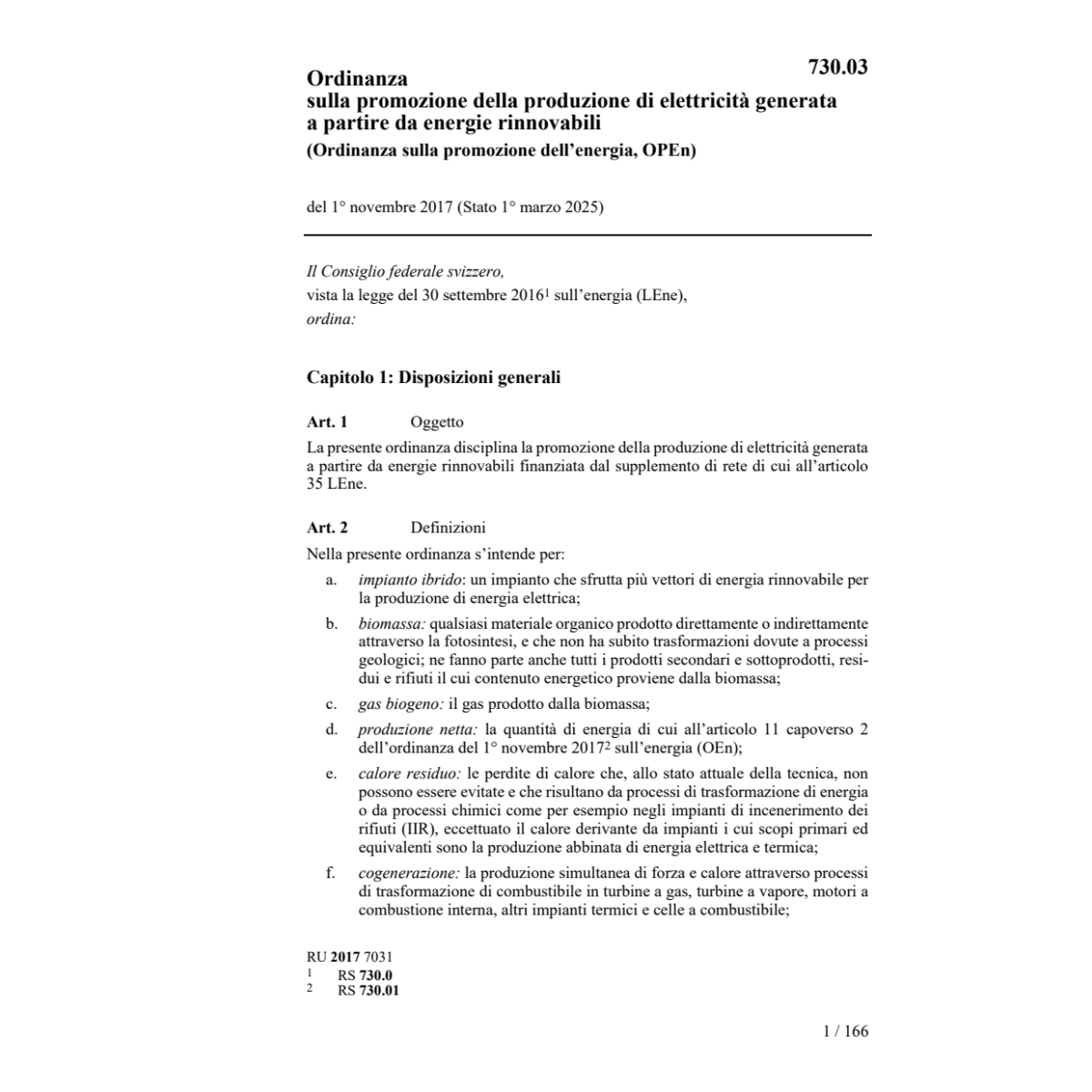 O sulla promozione dell'energia, OPEn