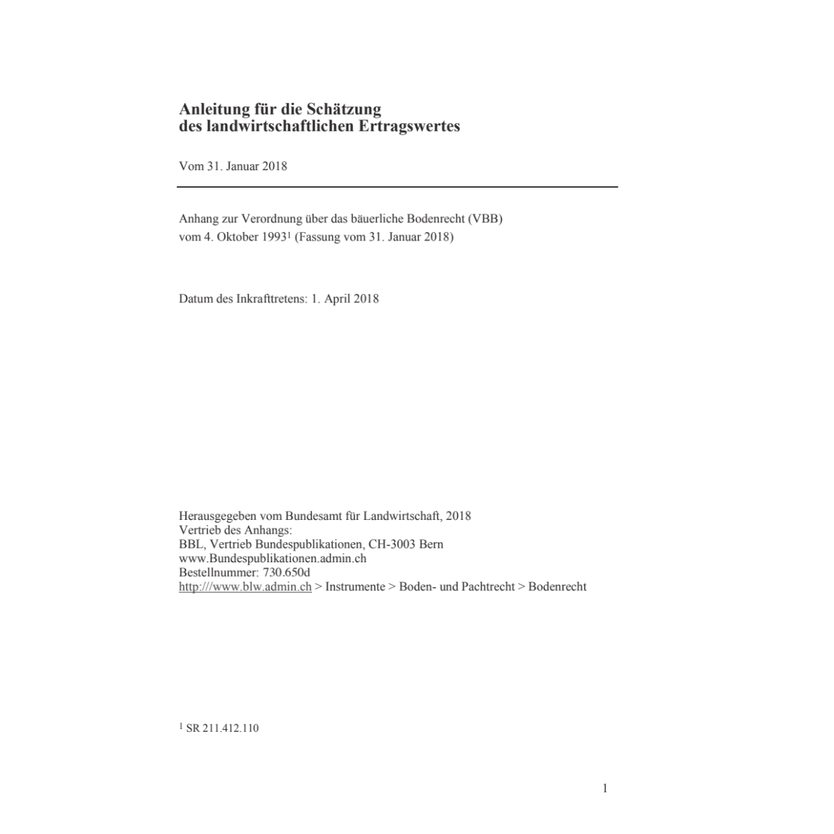 Anleitung Schätzung landw. Ertragswert