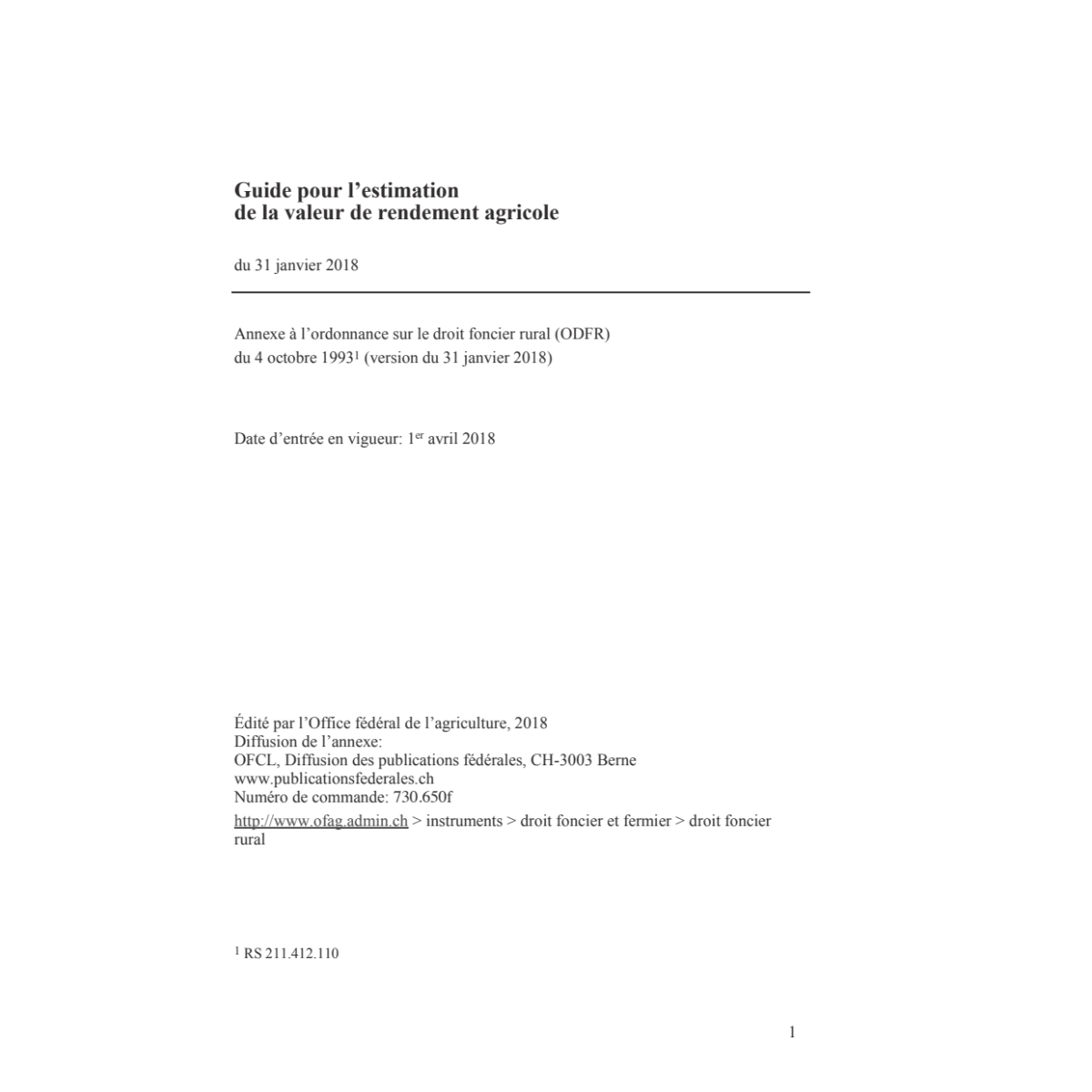 Guide estim. valeur rendement agricole