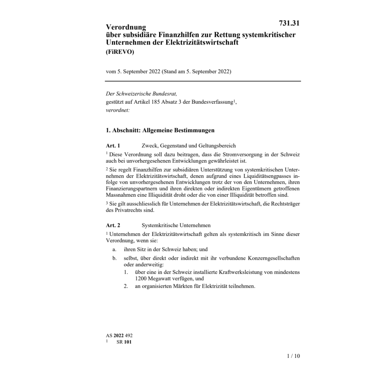 V 5.9.22 Finanzhilfen Elektrizitätswirt.