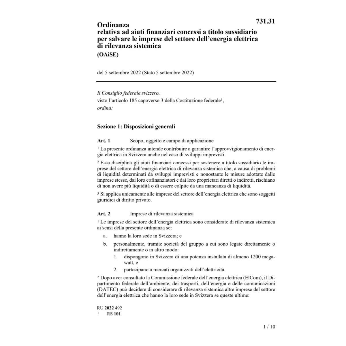 O 5.9.22 inanziari elettrica sistemica