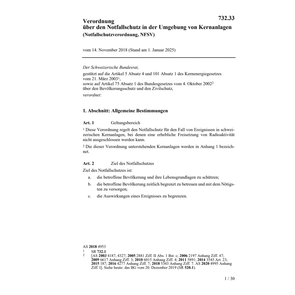 Notfallschutzverordnung, NFSV