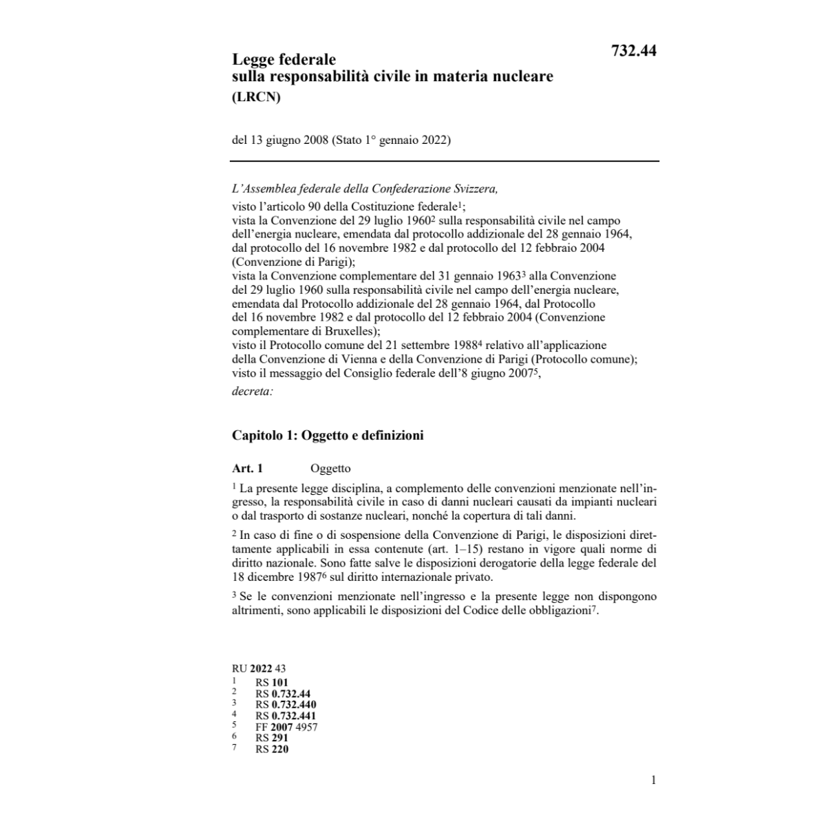 L responsabilità materia nucleare, LRCN