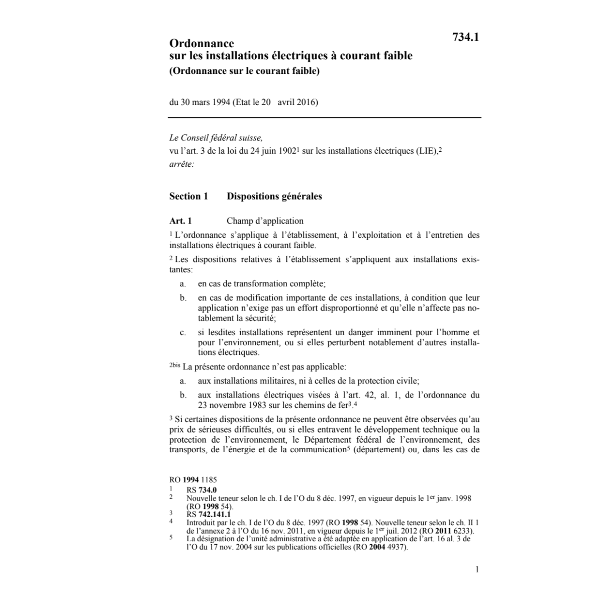 O Installations électriques faible